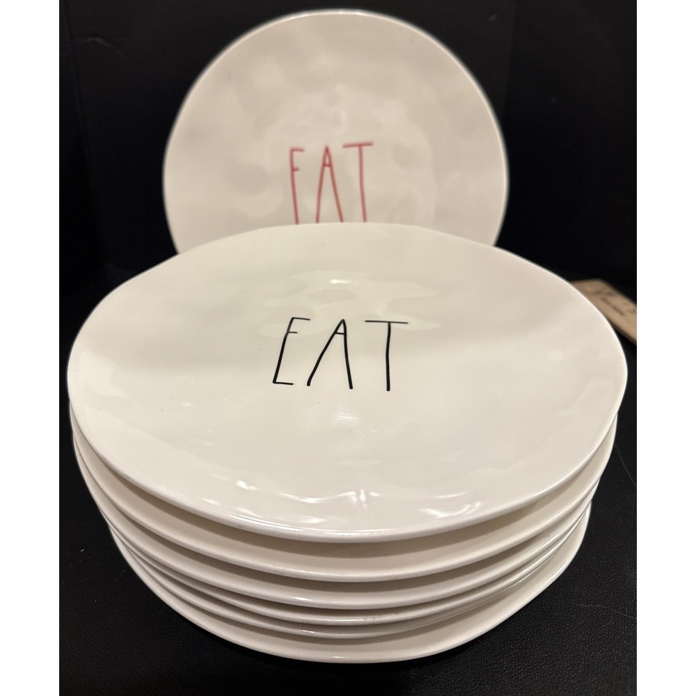 Rae‎ Dunn Melamine Salad Plates Plate Eat Red Black 8 Inch Set Of 7